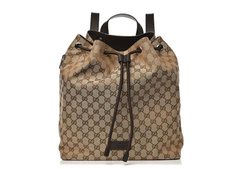 gucci drawstring backpack monogram gg beige brown|gucci clearance backpacks.